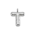 Polished silver stainless steel bubble letter T pendant with glossy metallic finish - Letter T-Pendant Only / Silver