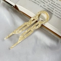 Horquilla en forma de U de acetato mármol crema para peinados elegantes vintage - Blanco Roto