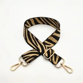 Zebra pattern adjustable bag strap with gold metal hooks for crossbody purses - Silver Clasp / Khaki