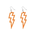 Fashionable orange lightning bolt acrylic drop earrings with minimalist hook design - Orange