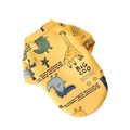 Cute yellow pet sweatshirt with cartoon dinosaur and giraffe prints for dogs and cats - Yellow Animals