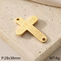 Goldener Kreuzanhänger 28x38mm aus Titanstahl mit graviertem spanischem Vaterunser - Hohlvaterunser-Stil (KLJ483-Z)