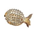 Pince à cheveux dorée en forme de poisson avec strass brillants pour queue de cheval - Poisson Creux / Or
