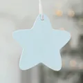 Light blue wooden star ornament with hanging string for Christmas tree decor 5.7cm - Blue Star