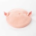 Kawaii light pink wool beret with cute 3D animal ears design for autumn and winter - M (56-58cm) / Pink/Pink Rabbit Ears