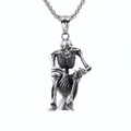 Ciondolo teschio su water in argento antico con catena in metallo dalla finitura opaca - Colore Acciaio Con Catena (B0310)