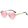 Pink gradient heart-shaped sunglasses with golden twisted metal frame for women - Gold Frame Gradient Pink