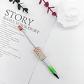 DIY beadable pen with white to green gradient finish featuring pearls and rhinestones - 3-Color Gradient Orange White Green