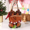 Cartoon reindeer Christmas gift bag with plush details and a red holiday scarf - 27*41cm / Elk
