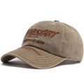 Casquette de baseball rétro en coton lavé marron avec broderie 3D créative élégante - Réglable / Kaki