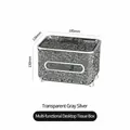 Multifunktionale Taschentuchbox in transparentem Silbergrau mit Wellenstruktur, 185x134x130mm - Transparentes Grau
