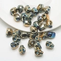 Golden bronze skull beads with rainbow polarization for DIY Halloween jewelry making - Light Gold Green