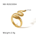 Adjustable snake-shaped open ring in 18K gold plated stainless steel for women - Double Layer Wrap Snake Style (NB-R2023004)