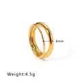 Polished gold double-layer stainless steel ring set with 8mm width and 4.5g weight - US 6 / Gold Double Layer Minimalist Ring (NB-R24016)