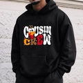 Schwarzer Oversize-Hoodie mit Cousin Crew Truthahn-Print für Erntedankfest-Feiern - S / Schwarz