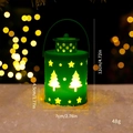 Green Christmas lantern variant with warm star and tree cutout lights, 12cm tall - Portable Lantern / Green Christmas Tree