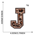 Leopard print embroidered letter J patch with gold trim and 6cm height measurements - Letter J