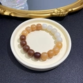 Natural Bodhi seed bracelet with gradient white and brown beads in vintage style - Caramel Gradient