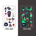 Luminous Halloween tattoo WS-359 with glowing pumpkin and skeleton for kids in dark - Pumpkin Lantern and Magic Book Style (WS-359)