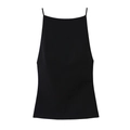 Minimalist black slim fit sleeveless camisole top with thin straps and a straight neckline - XS / Black