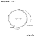 Silbernes Titanstahl-Kettenarmband mit 1,6 cm geometrischen Gliedern und 18+5cm Länge - Stahl Glattes Armband (TXE079) / Stahlfarben