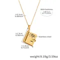 Collana con ciondolo a libro in acciaio inossidabile dorato con incisione a cuore - Stile Promessa del Mignolo Oro (RP022)