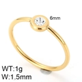 Anillo minimalista de acero inoxidable oro rosa 1,5mm con circón redondo 6mm - US 8 / Dorado (KR82025-GC)