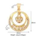18K Goldener hohler Rundanhänger mit Zirkon-Herz und fächerförmigen Diamant-Akzenten - L196047-Goldene Herzscheibe