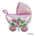 Pink Baby Girl stroller foil balloon for baby showers measuring 71x79 cm detail view - Medium Baby Stroller Pink