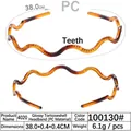 Glossy amber tortoiseshell wavy headband with non-slip teeth made of durable PC plastic - 4020 Glossy Tortoiseshell - PC