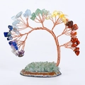 Colorful gemstone crystal tree with copper wire branches on a natural agate slice base - Mixed Seven Colors B