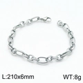Zilveren titanium stalen armband met 6mm brede getextureerde ovale schakels en slotje - Staal 21cm