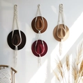 Bohemian macramé hat hanger made of cream cotton rope for wall decor and storage - Wall Hanging Hat Rack 90CM