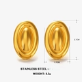Pendientes ovalados de acero inoxidable chapados en oro de 18K con tamaño 2,7 cm - Dorado