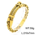 Bracciale in cavo d'acciaio dorato con maglie bizantine e chiusura da uomo - Oro (KB208454-KFC)