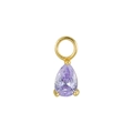 Elegant purple teardrop-shaped zircon pendant with a golden hook for DIY jewelry - A0003-Pear Purple / Gold