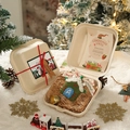 Handmade green felt house Christmas ornament with golden bell in a gift box - Style 10 (Boxed Green House)