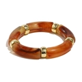Bracelet élastique rétro en acrylique à motif écaille avec perles en métal doré - Ambre