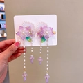 Purple and white floral hair clips with tassels and resin petals for girls' Hanfu style - 448-19 Miaorongke Ancient Style Pair Clips