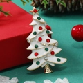 Christmas tree brooch with white enamel, colorful rhinestones and gold-plated finish - White Enamel Christmas Tree (WBR263)