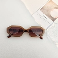 Gafas de sol geométricas de carey con montura ámbar y lentes marrón oscuro - Marrón con Patillas Estampadas