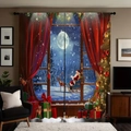 Dettaglio della stampa 3D su tende oscuranti con Babbo Natale e la slitta di renne - Slitta di Babbo Natale - 160cm Altezza