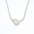 Silver stainless steel heart pendant necklace with engraved letter Q on a snake chain - Letter Q (S143S-Q)