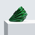 Detail of emerald green marble texture on shell-shaped acrylic evening clutch bag - Green
