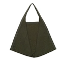 Minimalist olive green triangular fabric tote bag with a textured finish and top handle - Olive Green