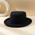 Chapeau pork pie classique en feutre noir avec ruban pour la saison automne et hiver - M (56-58cm) / Noir