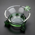 Cenicero de cristal con base de tortuga verde y bordes decorativos en forma de hoja - Filtro de té de hoja verde