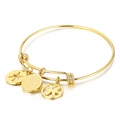 Bracelet ajustable doré en acier inoxydable avec breloques du signe Poissons - Poissons Dorés (KB88090-Z)