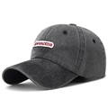 Vintage dark gray washed baseball cap with 3D Awesome embroidery patch in streetwear style - Black