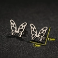 Orecchini a perno a farfalla traforati in acciaio inossidabile argento, 12x10 mm - 671 Farfalla Cava / Argento